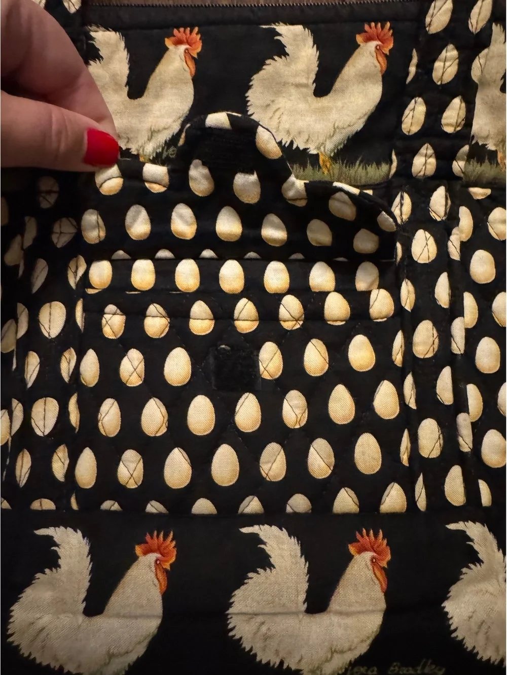 Vera Bradley Vintage Chicken + Egg Chanticleer Print Zip Purse Pockets Tote Bag